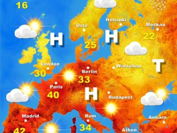 Wetterkarte Europa Hitze Sommer 2003