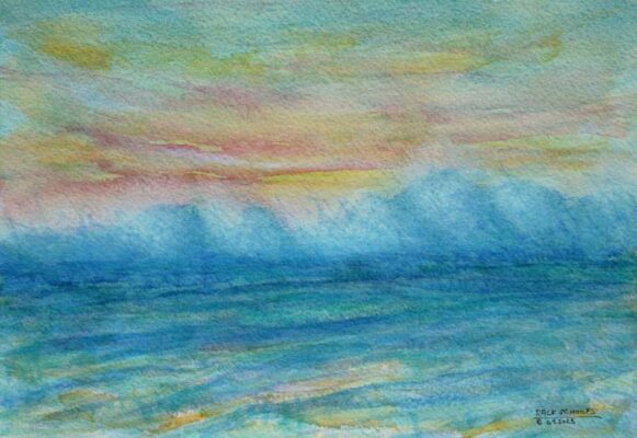 Der blaue Vorhang.